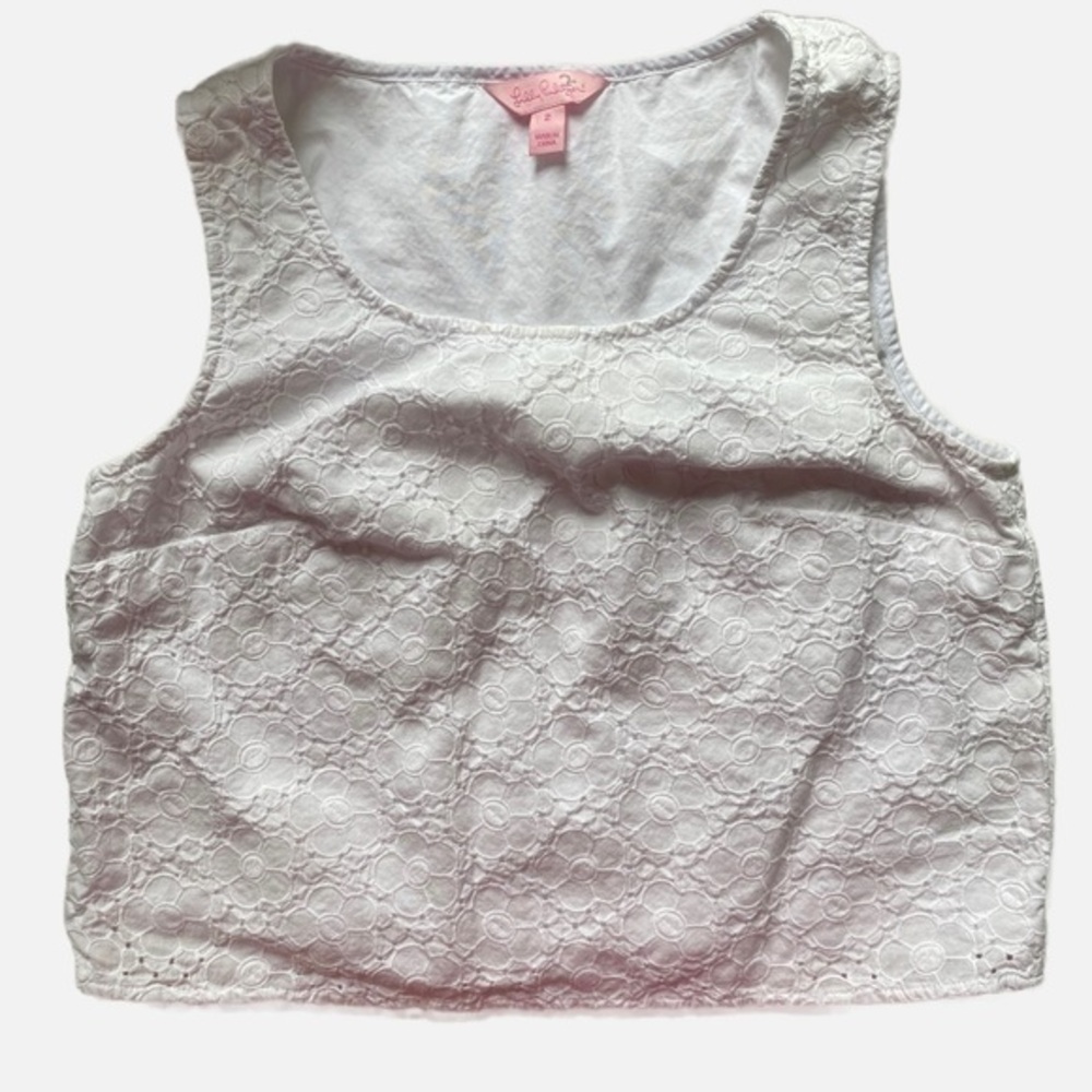 Lily Pulitzer Daisy Pattern Crochet Cropped Tank top